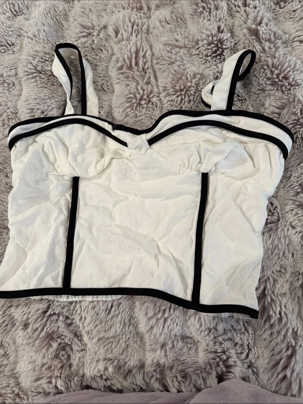 Sienna Sky White Two-Piece Crop Top & Skirt Set with Black Trim - Picture 2 of 2